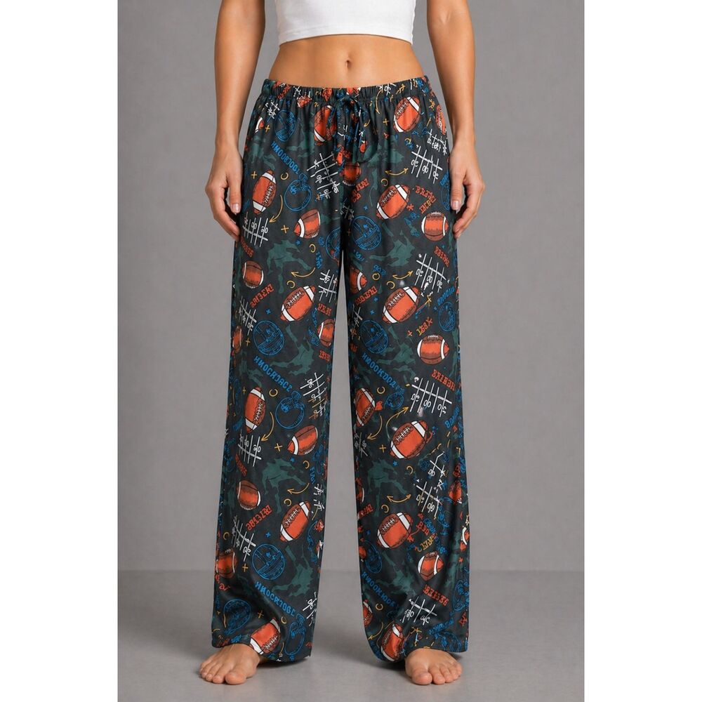Cherokee Football Pattern Sleep Pants Green M